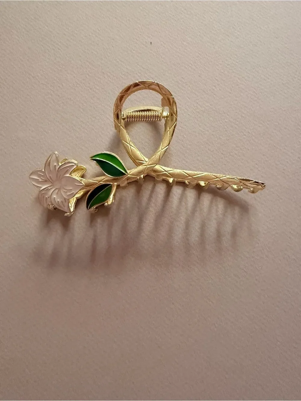Gold white Floral Hair Clip A2160